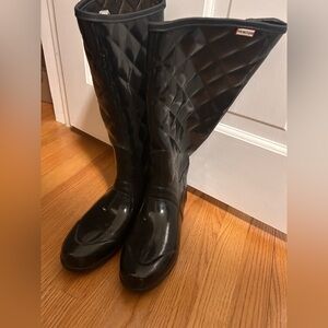 Hunter Black Quilted Rain Boots